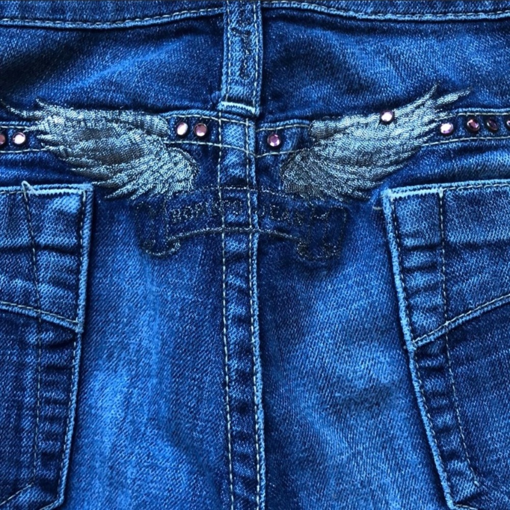 Robin’s Jeans Pink rhinestone angel wing size 29